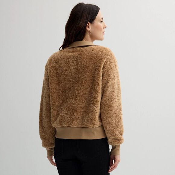 New Women's Sonoma Goods For Life Pullover Size XXL Beige Cozy Quarter Zip - Picture 3 of 13